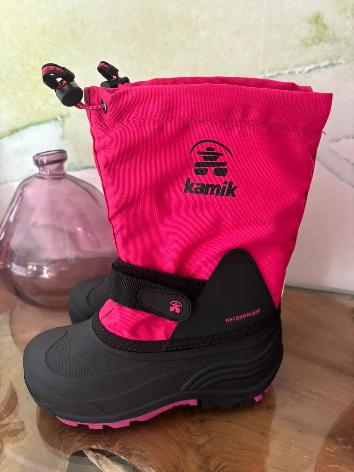 Botas de neve Kamik rosa escuro para meninas, tamanho 32, pós-esqui – photo 2